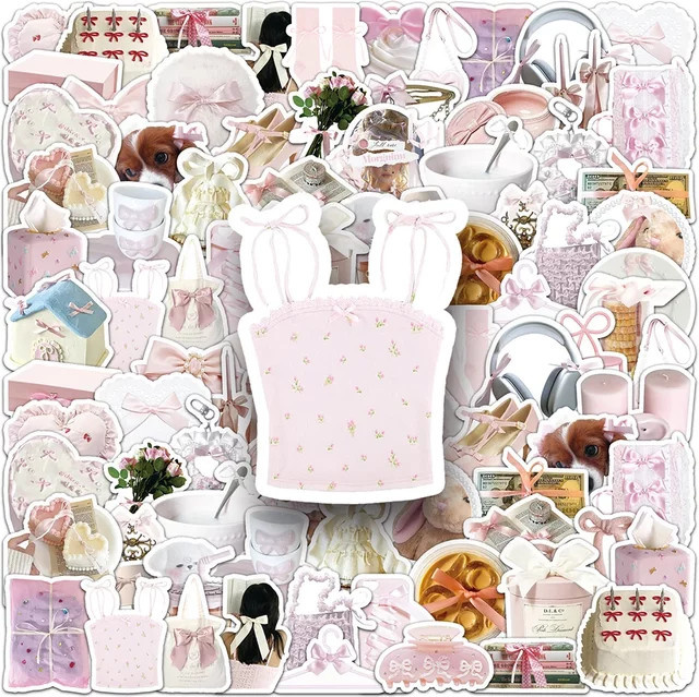 GOGOTU Aufkleber, Rosa Cartoon Schleife, 50-teiliges Set - Bild 1