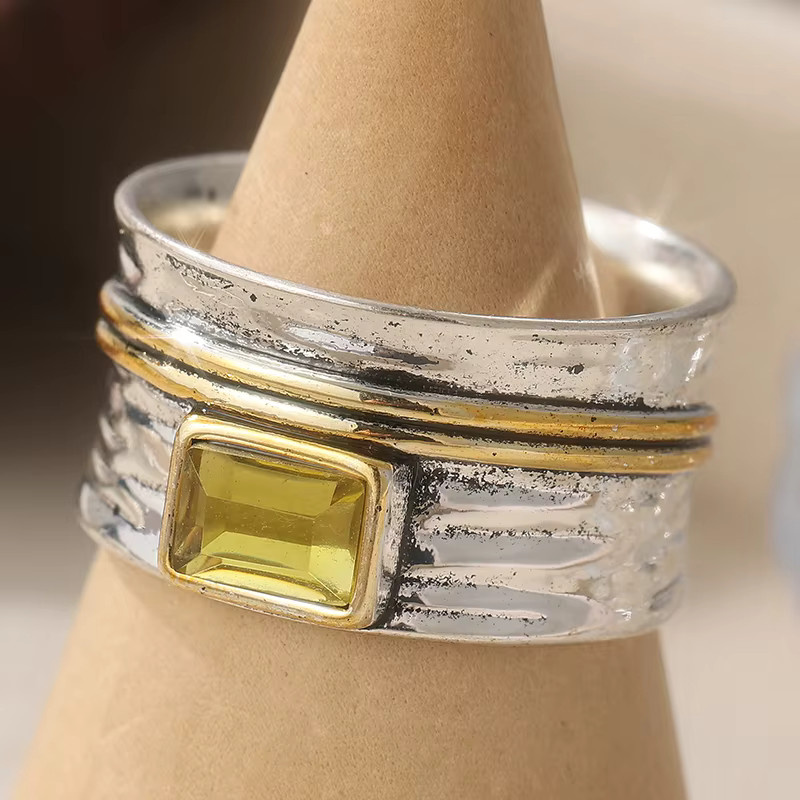 YoYo Ring, silberfarben, grüner synthetischer Zirkonia, Damen - Bild 2