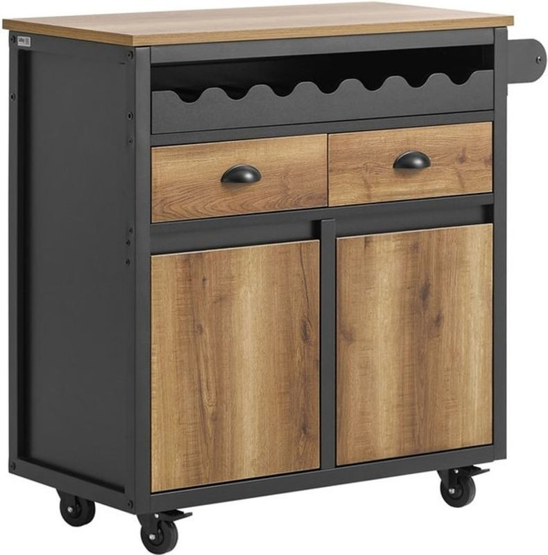 SoBuy Kücheninsel im Industrial Design mit 1 Schublade in Schwarz, B/T/H: 89,5 x 40 x 87,5 cm - Bild 1