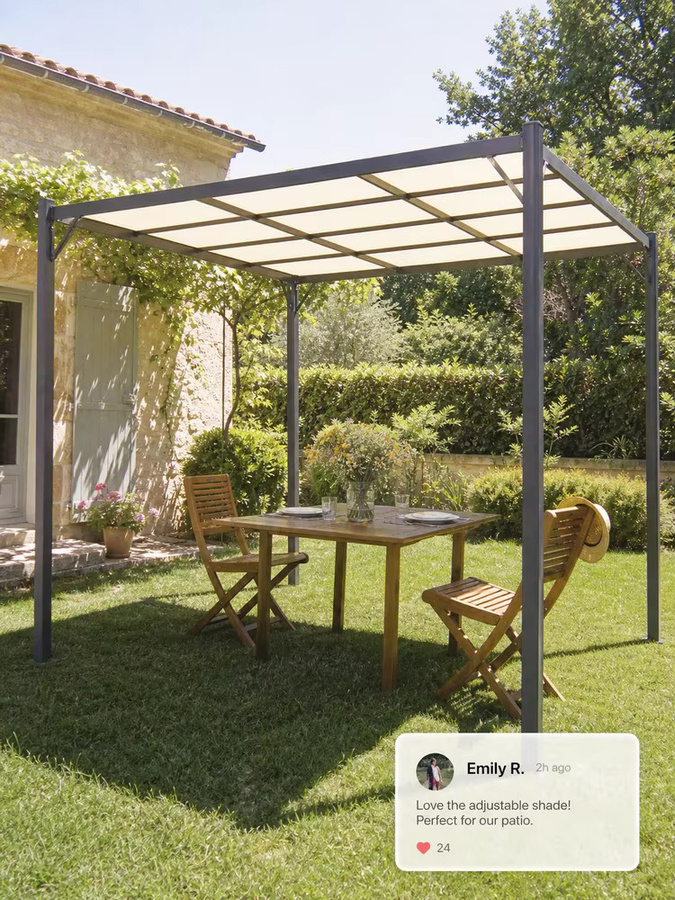 Verstellbare Dachpergola Outdoor-Pavillon mit UV-Schutz aus Stahl in Cremeweiß, B/T/H: 300 x 300 x 300 cm - Bild 3