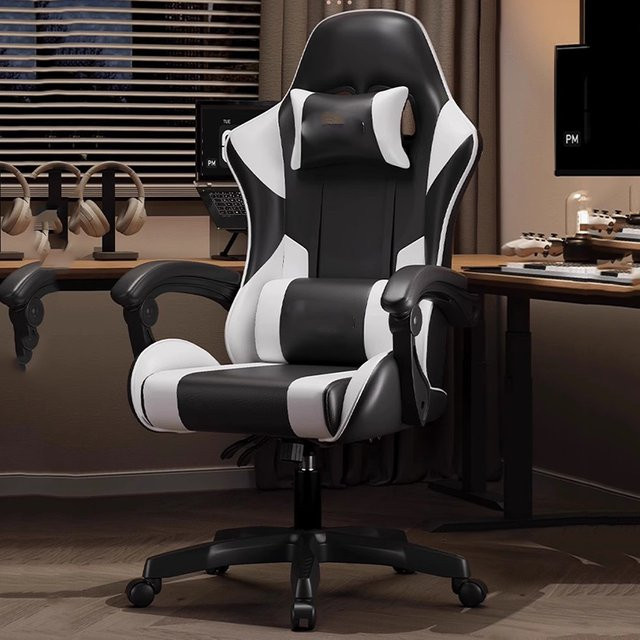 Ergonomischer Drehbarer Bürostuhl DUTRIEUX mit Fußstütze aus Kunstleder in Schwarz oder Blau - Bild 1