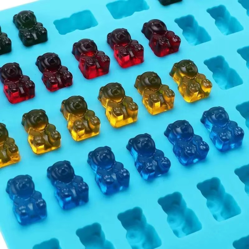 Silikon Gummibärchen-Form mit 50 Fächern und Tropfer in Grün für DIY Süßigkeiten, Schokolade und Fondant - Bild 2