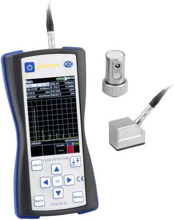 PCE Instruments Ultraschall-Fehlerprüfgerät PCE-FD 20 zur Werkstoffprüfung in Blau mit Frequenz 1 bis 10 MHz, 2 Messsonden und 1,5 m Sondenkabel - Bild 1