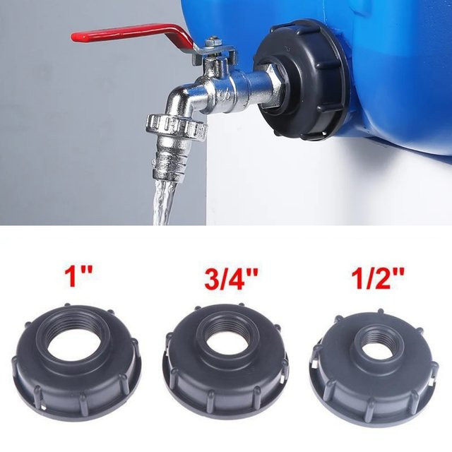 CHITOP IBC-Tankhahn-Adapter S60x6 Grobgewinde auf 1/2'' 3/4'' 1'' Anschluss als Ersatzventil für 1000L Tanks und Gartenhäuser - Bild 1