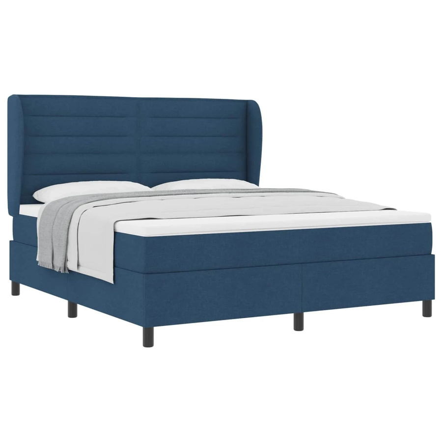vidaXL Boxspringbett mit Matratze und Kopfteil in Blau, Stoff, B/T: 180 x 200 cm - Bild 2