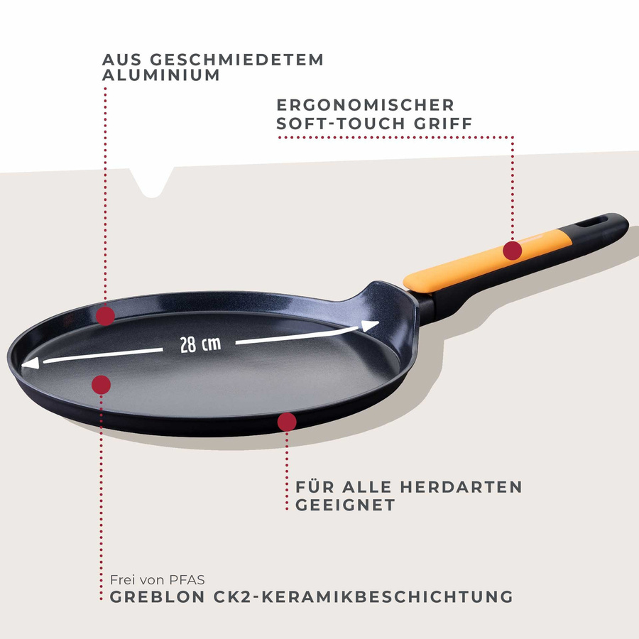 Fackelmann Crepepfanne Soft Collection aus Keramik in Schwarz, Ø 28 cm - Bild 3