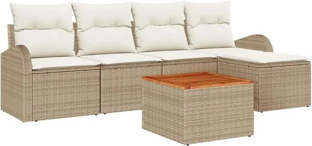 6-teiliges vidaXL Garten-Sofa-Set aus Poly-Rattan in Beige - Bild 1