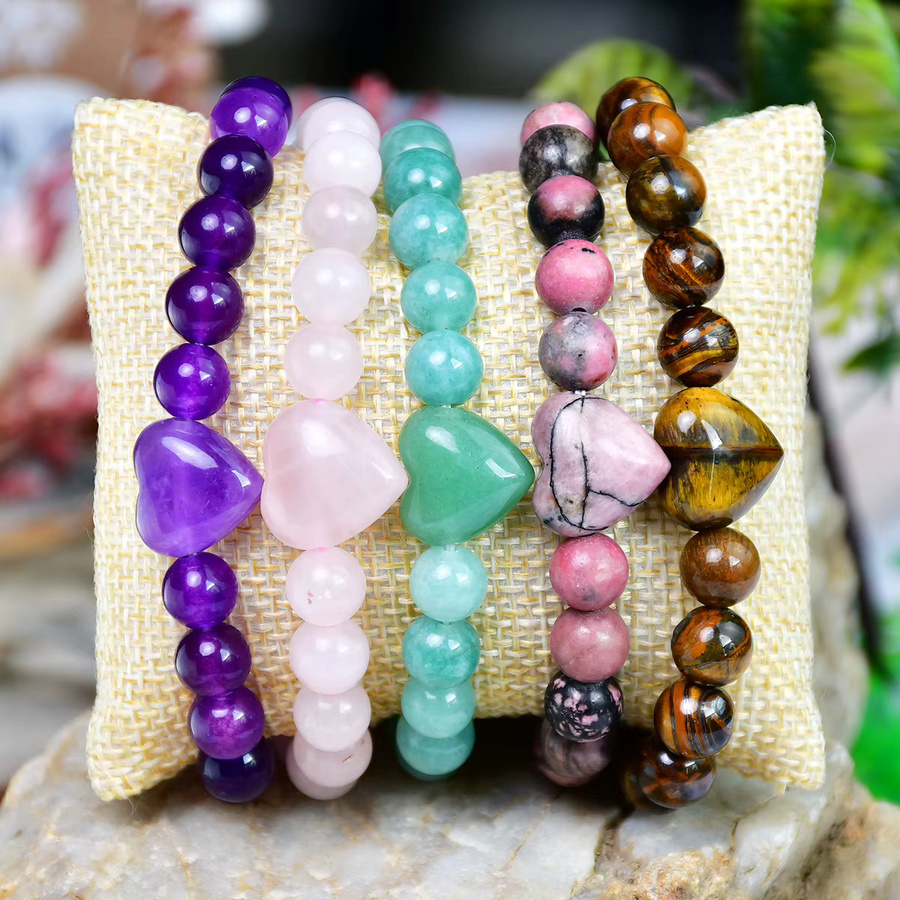 simiry Armband, Amethyst, Rosenquarz, grüner Aventurin, Tigerauge, Rhodonit, Unisex - Bild 2