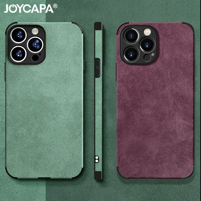 JOYCAPA Lammfell Lederhülle für iPhone in Blau oder Grün - Bild 1