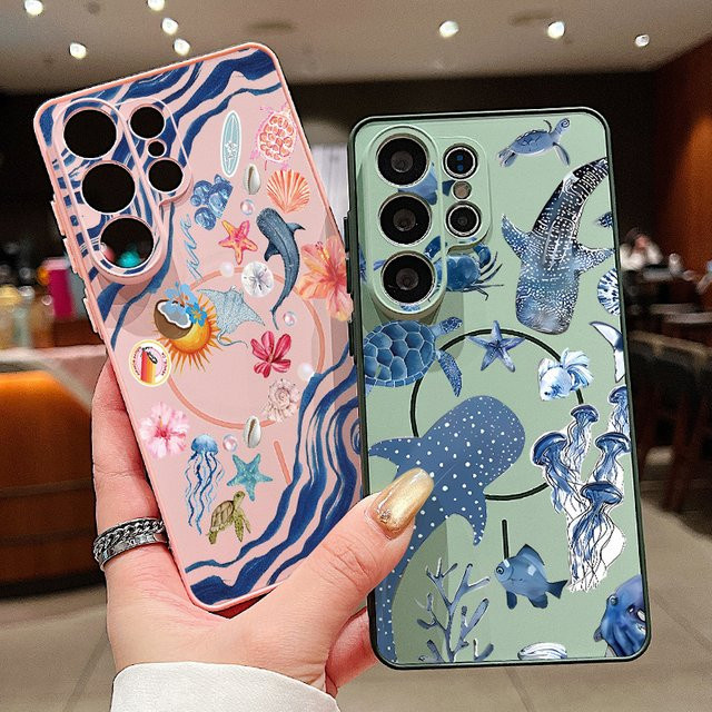 Magnetische Handyhülle mit Ozeanmuster für Samsung Galaxy S26 S25 S24 S23 Ultra S25 S24 FE A57 A56 A37 A17 A55 A26 A36 A35 in Multicolour und Gold - Bild 1