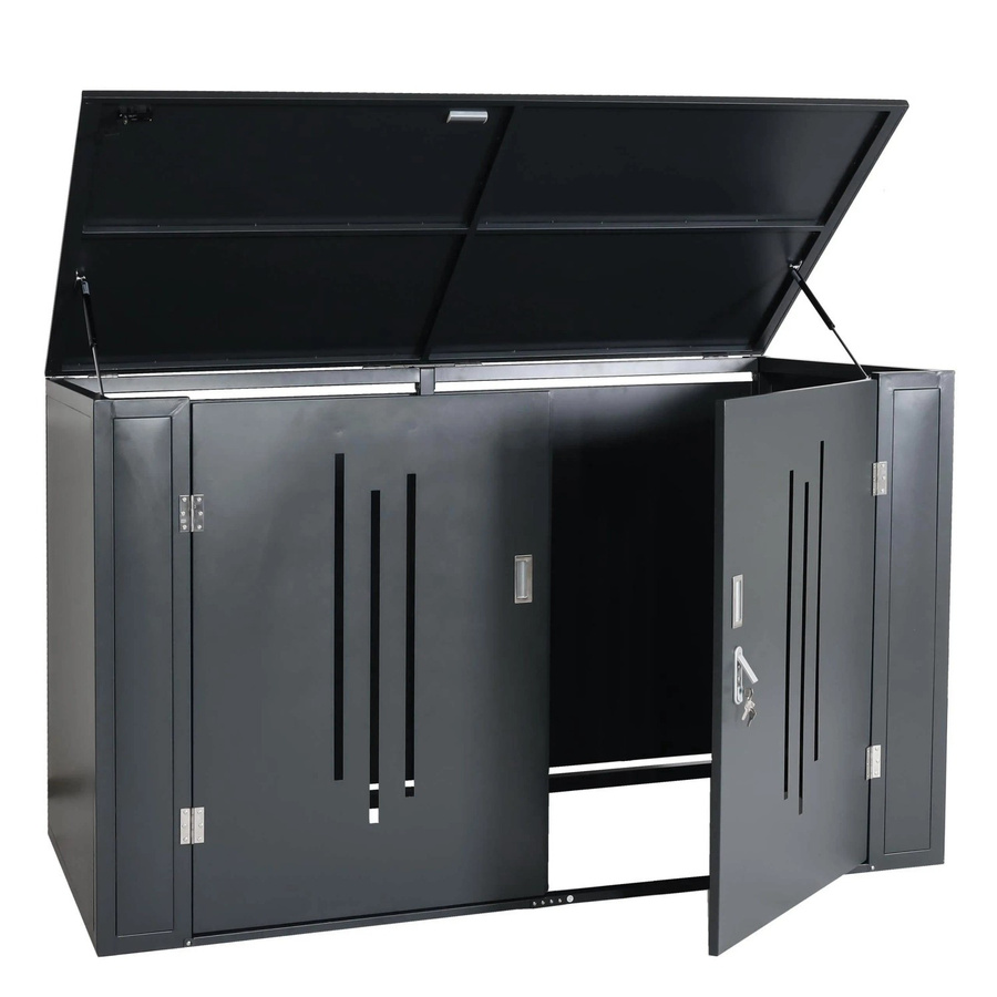 MCW 2er-Fahrradgarage K64 Fahrradbox aus Metall in Anthrazit, abschließbarer Fahrradunterstand mit Deckel, B/T/H: 121 x 202 x 100 cm - Bild 2