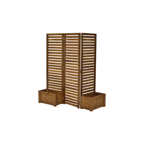 Merxx Sichtschutzwand aus Akazienholz mit 2 Blumenkästen, braun, B/H/T: 158 x 165,5 x 32,5 cm - Bild 3