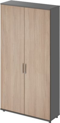 Schäfer Shop Genius Flügeltürenschrank TETRIS WOOD in Graphit/Eiche mit 6 Fachböden, Soft-Close-Türen und Schloss, B/T/H: 120 x 42,1 x 227 cm - Bild 1