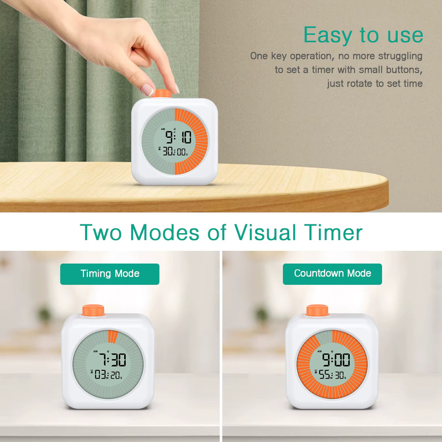 ORIA Digitaler visueller Timer in Weiß als 60 Minuten Countdown-Stoppuhr mit Wecker für Schule, Studium und Unterricht - Bild 2