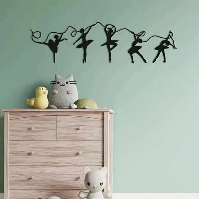 CIFBUY Abstrakte Ballerina Wandkunst aus Metall in Schwarz als moderne Metallskulptur zur Wohndekoration - Bild 1