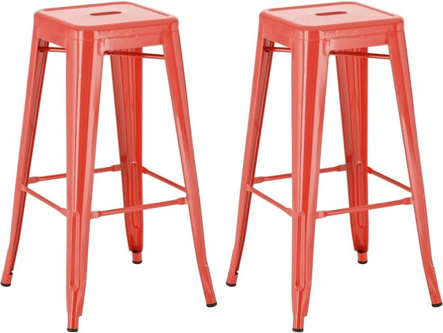 CLP 2er Set Barhocker Joshua Rot modern mit Metallgestell, Höhe: 76 cm, Breite: 43 cm, Tiefe: 43 cm - Bild 1