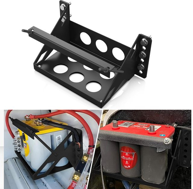 ZIFAN Metall-Batteriefach-Box in Schwarz, universelle Batterie-Montagebox für Auto, Anhänger und Boot, B/T/H: 27,0 x 18,0 x 19,0 cm - Bild 1