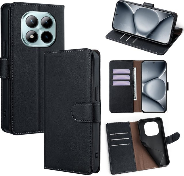 Xiaomi Handyhülle als Brieftasche mit Kartenfächern und Magnetverschluss in Schwarz für Poco M8 Pro M7 M6 M5 Pro M6 Plus M5S - Bild 1