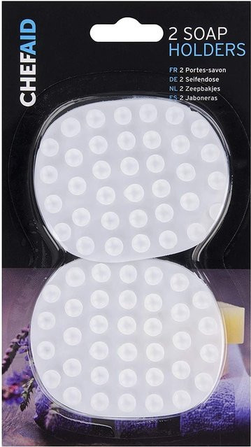 Chef Aid Seifenschale 2er-Pack mit Saugnapf und rutschfester Basis in Weiß - Bild 1