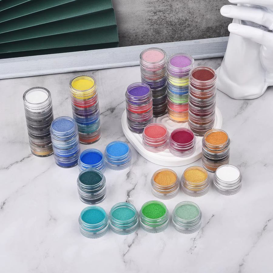 6er Set Perlglanz Pigmentpulver in Multicolour für Epoxidharz, Schmuckherstellung und Nail Art - Bild 4