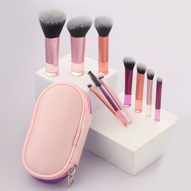 Ronshadow Make-up-Pinsel-Set, 10 Stück, Kunststoff-Mini mit Tasche, Unisex - Bild 1