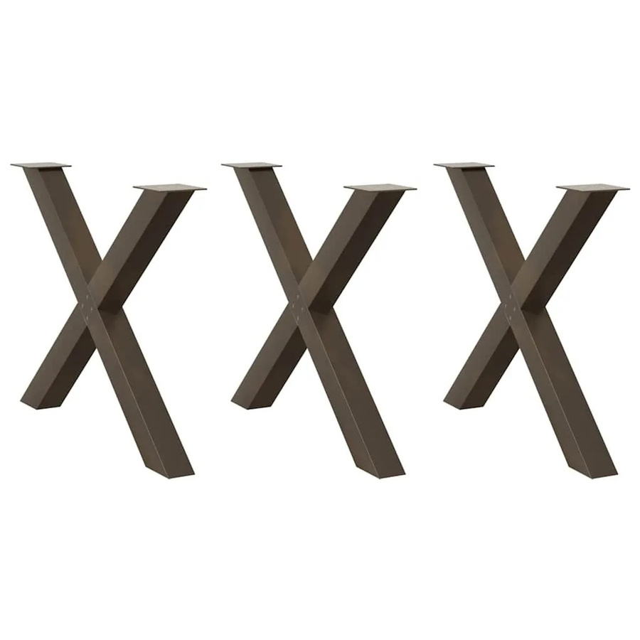 vidaXL Esstischbeine X-Form aus Stahl in Naturstahl, 3 Stück, Höhe: 73 cm, Breite: 90 cm - Bild 2