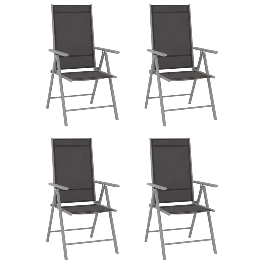 Furnicato Gartenstühle Set 4er Pack klappbar aus Aluminium und Textilene in Schwarz - Bild 2