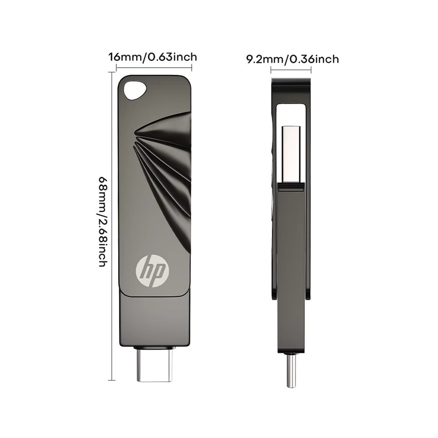 HP 762C Mini Metall USB-Stick USB 3.2 mit 64 GB Kapazität als 2-in-1 Flash-Laufwerk mit USB-C und USB-A Anschluss - Bild 2