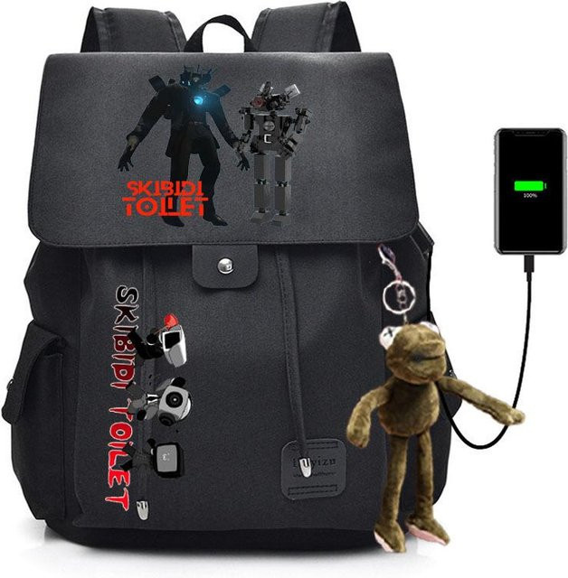 3-teiliges Schulrucksack-Set in Schwarz aus Oxford-Stoff mit großem Fassungsvermögen inklusive Schultergurt und Federmäppchen - Bild 1
