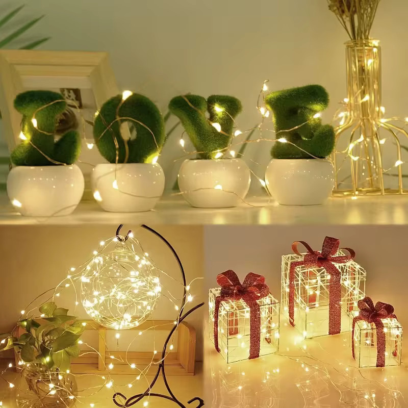 OKAL RED EAST Batteriebetriebene LED-Lichterkette aus silberfarbenem Kupferdraht für Hochzeit, Party und Weihnachtsdekoration - Bild 2