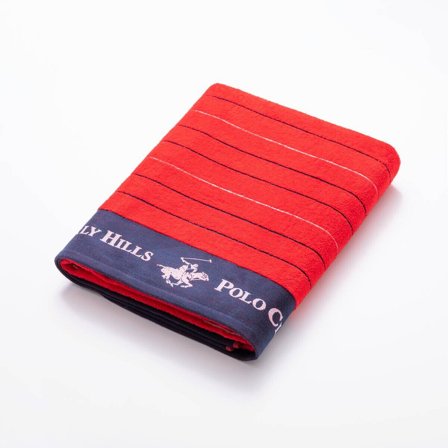 Polo Club Strandtuch aus Baumwolle in Rot und Blau mit Streifenmuster, B/L: 90 x 160 cm - Bild 2
