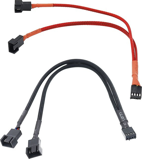 ALLOET 4-Pin Y-Verteilerkabel PWM Buchse auf 3/4-Pin CPU PC Gehäuselüfter Adapterkabel in Schwarz - Bild 1