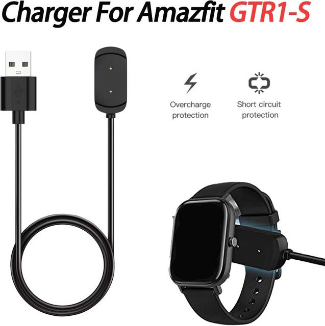 Huami Ladestation für Amazfit T-Rex 1, GTS und GTR 42 mm sowie 47 mm mit 100 cm USB-C Ladekabel in Schwarz - Bild 1