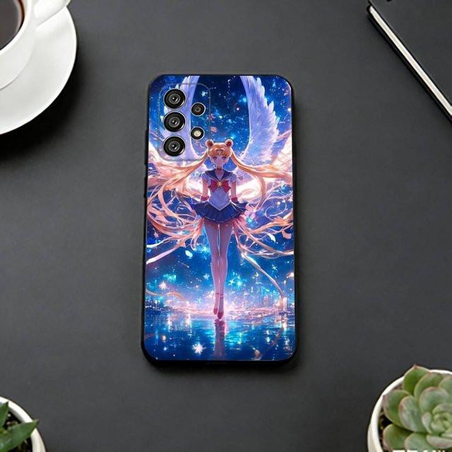Sailor Moon Anime Handyhülle für Samsung Galaxy S25 S24 S23 S22 S21 S20 Ultra Plus FE Note 10 Schwarz - Bild 1