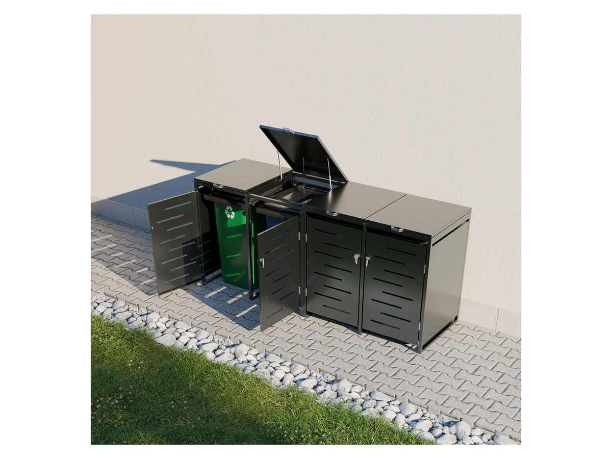 Juskys Mülltonnenbox Arel 4er Set aus Metall in Anthrazit - Bild 2