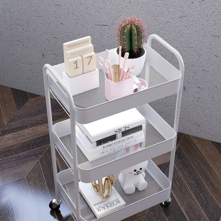 HOMCOM Küchenwagen in Weiß aus Metall und Kunststoff, Modernes Design, B/H/L: 30,6 x 45 x 79 cm - Bild 4