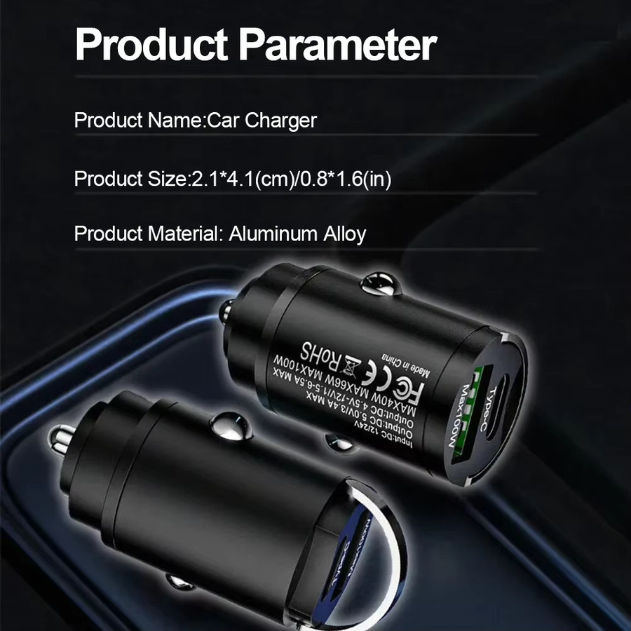 200W Auto Dual Port Mini USB Ladegerät mit Ultra Schnellladefunktion für 12-24V Zigarettenanzünder in Silber oder Schwarz - Bild 4