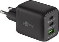 goobay USB-C Schnellladegerät Nano mit PD und GaN Technologie, 65 Watt, Schwarz, inklusive USB-C Textilkabel - Bild 1
