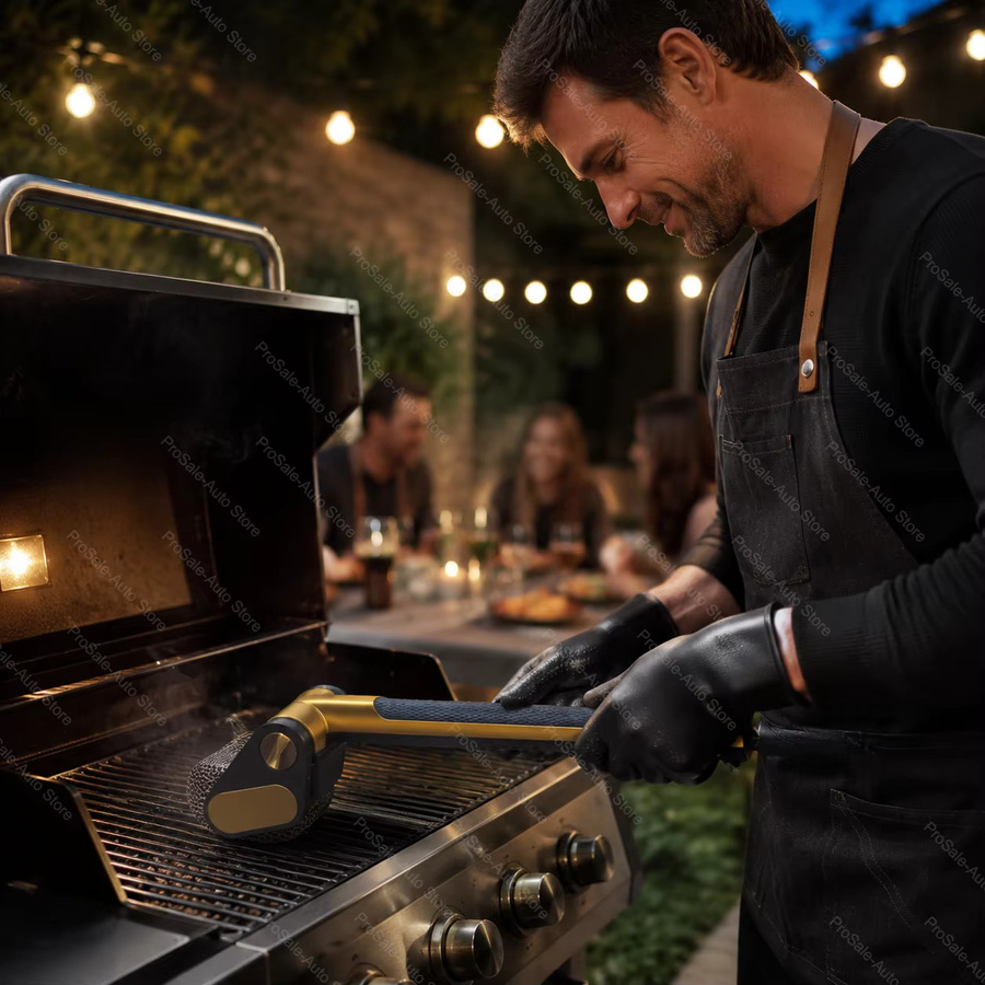 CENRR Elektrische Grillbürste mit austauschbaren Köpfen, kabelloser wiederaufladbarer BBQ-Grillreiniger in Schwarz - Bild 6