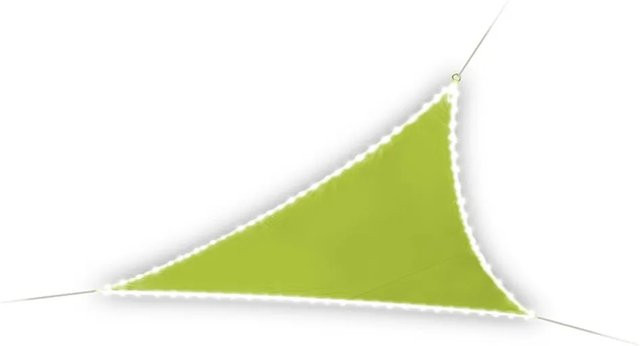 Perel Sonnensegel mit LED-Beleuchtung Dreieckig Grün aus Polyester-Gewebe B/T/H: 360 x 360 x 360 cm - Bild 1