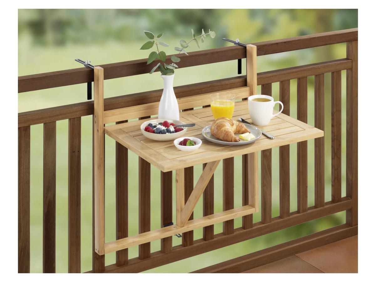 WENKO Waikiki Balkon-Klapptisch aus Bambus, braun, B/T/H: 65 x 30 x 64 cm - Bild 2