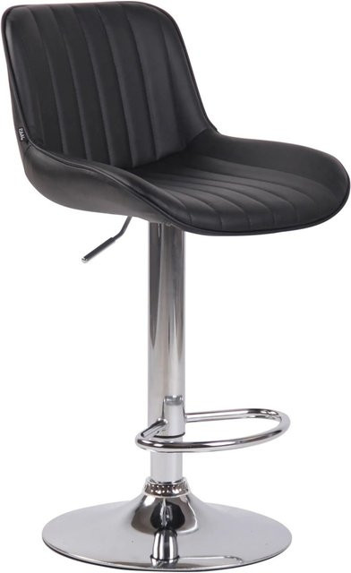 DELUKE Barhocker BEKIM in Schwarz mit Kunstleder und Silber, drehbarer Barstuhl mit Lehne, B/T/H: 50 x 50 x 86 cm - Bild 1