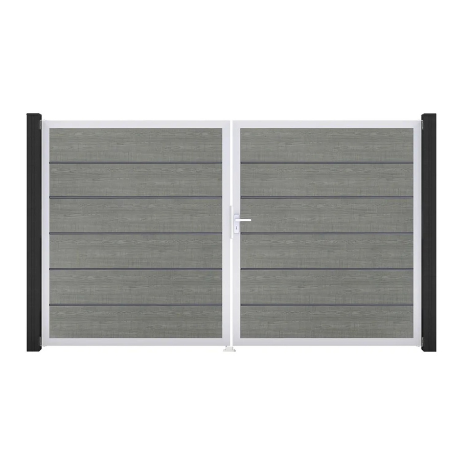GroJa Tor Basicline Premium 2-flügelig Grey Ash Cut mit Sichtschutz, B: 306 cm, H: 180 cm, DIN Rechts - Bild 2