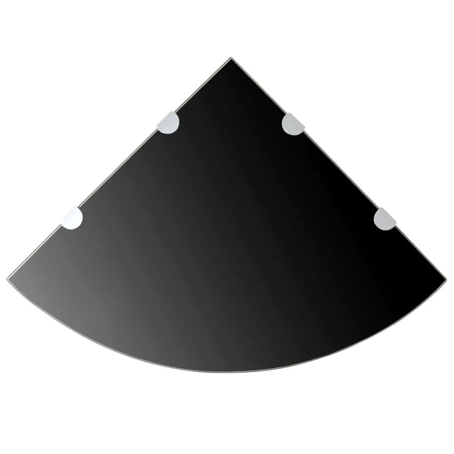 vidaXL Eckablage aus Glas in Schwarz mit verchromten Halterungen, B/T: 45 x 45 cm - Bild 2