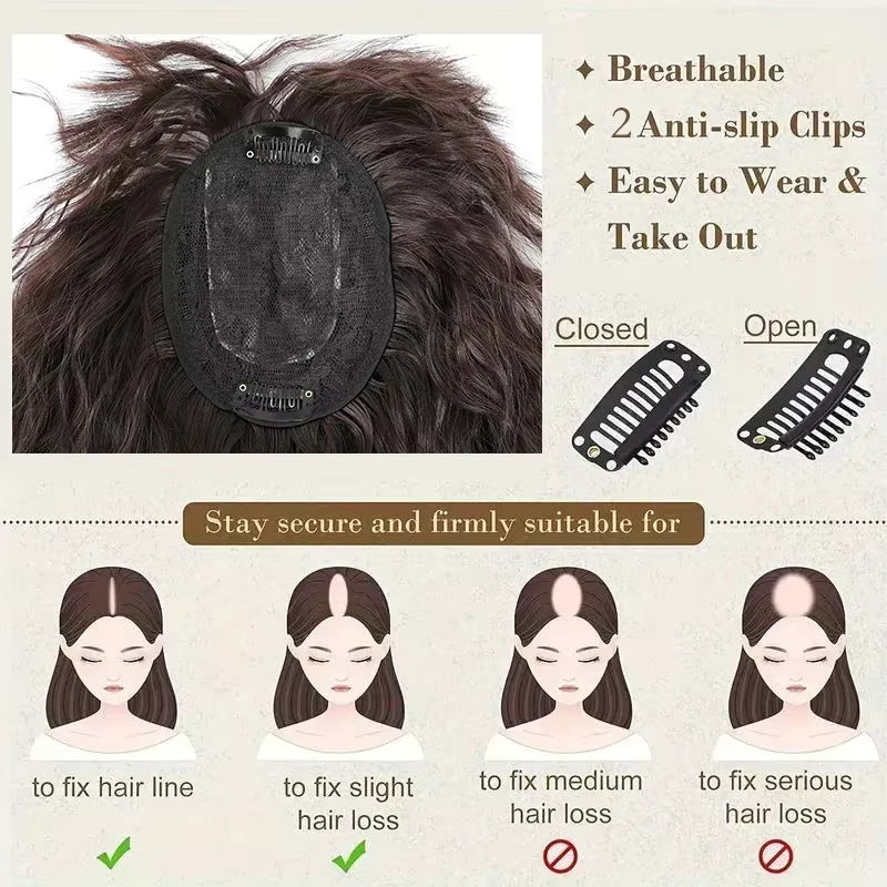 ISIGROSI Clip-in-Haarteil-Extensions, lockig mit Pony, Damen - Bild 4