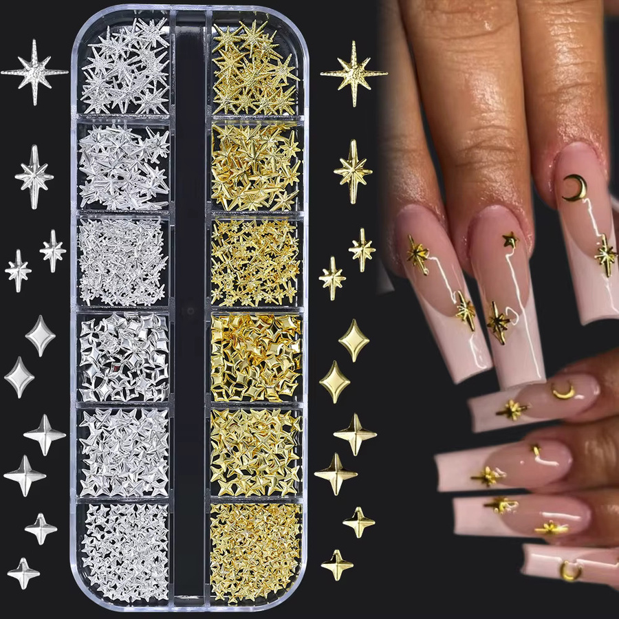 HotPress Nagel Charms Metallic, Stern und Kreuz, 1000 Stück - Bild 4