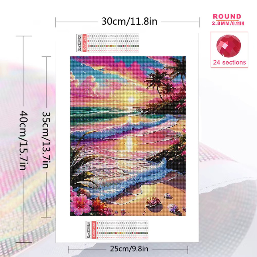 Momoart Diamantmosaik Meer Landschaft, DIY Stickerei - Bild 2