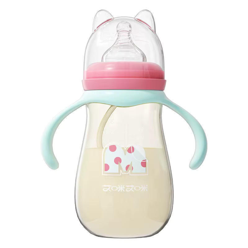 Baby Trinkflasche mit Strohhalm und Griff für Neugeborene, 160/240 ml, Weitöffnung - Bild 2