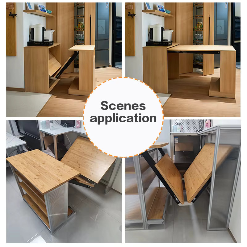 Multifunktionaler Push-Pull Klapptisch von SSOUIM mit versteckter Teleskop-Aufbewahrung und Hardware - Bild 2