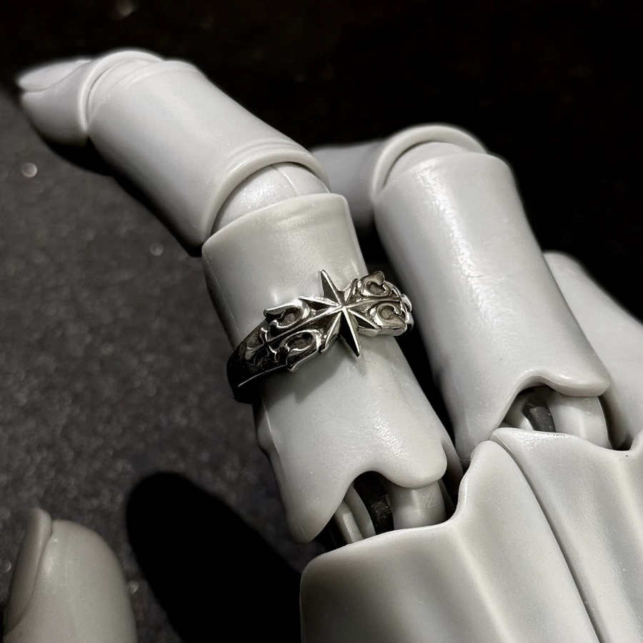 LENNIK Ring, Messing, Silber, Sechszackiger Stern, Unisex - Bild 3